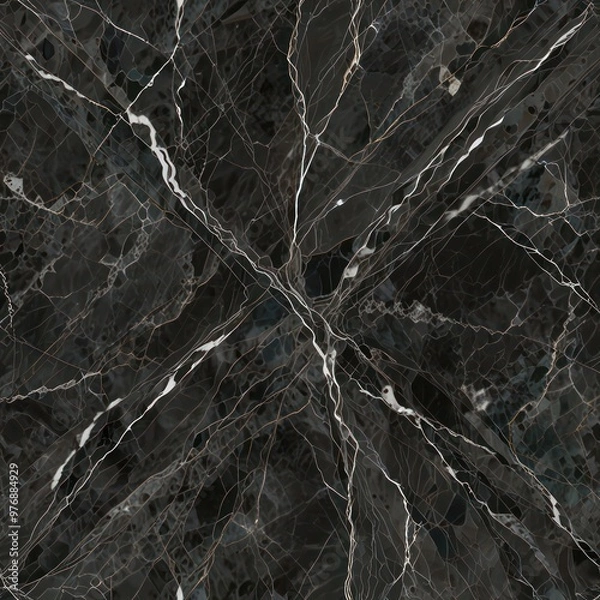 Fototapeta A Bardiglio marble texture with its medium to dark grey background and light grey veining.