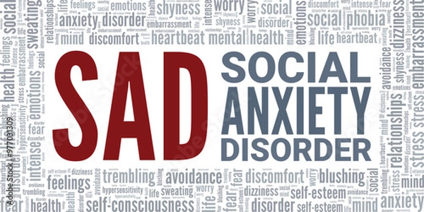 Fototapeta Social Anxiety Disorder word cloud conceptual design isolated on white background.