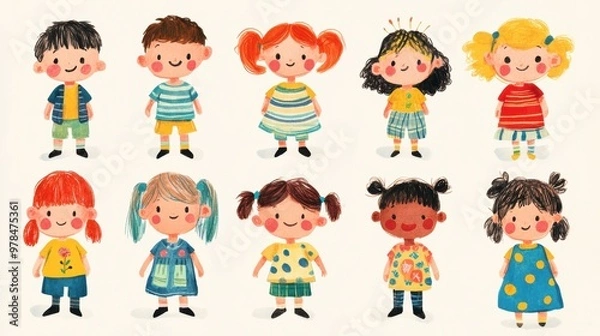 Fototapeta Cute Kids Illustration.