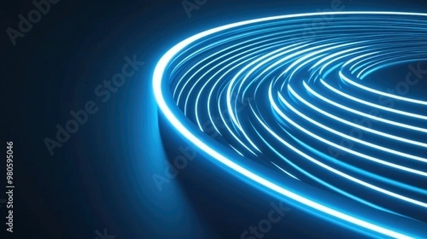 Fototapeta Abstract glowing blue lines creating a dynamic visual effect.