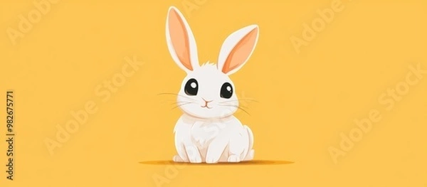 Fototapeta Cute flat color style cartoon rabbit illustration