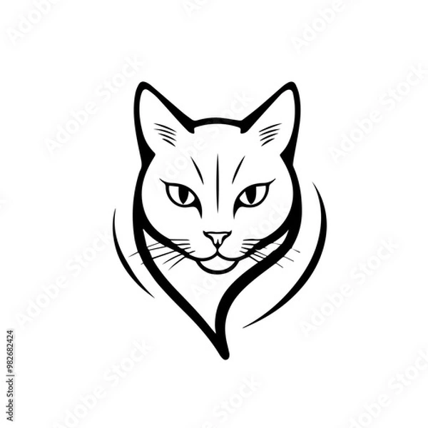 Fototapeta Elegant Cat Logo - Minimalist Feline Vector Design