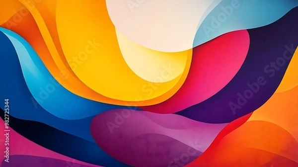 Fototapeta A vibrant abstract design featuring flowing shapes and colors, ideal for backgrounds or artistic projects.