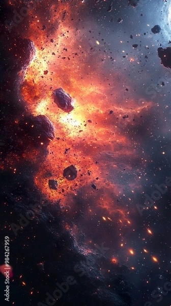 Fototapeta Cosmic Fire: A Dramatic Nebula Explosion