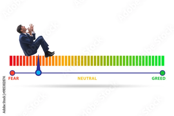 Fototapeta Fear and greed investor behaviour concept