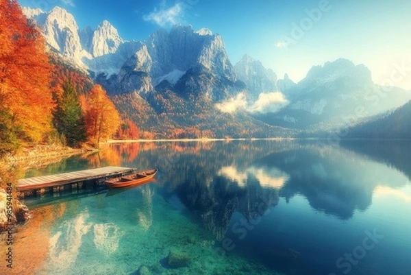 Fototapeta Autumn Serenity: A Picturesque Mountain Lake