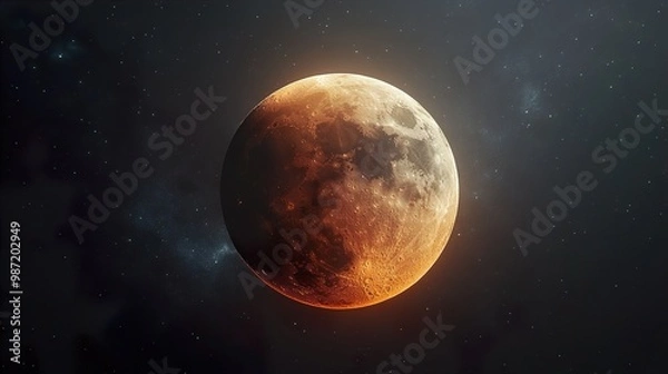 Fototapeta Blood Moon in the Night Sky: A Cosmic Spectacle