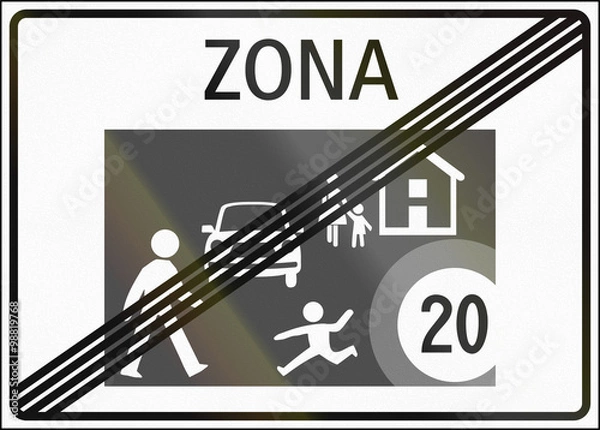 Fototapeta Road sign used in Switzerland - End of home zone