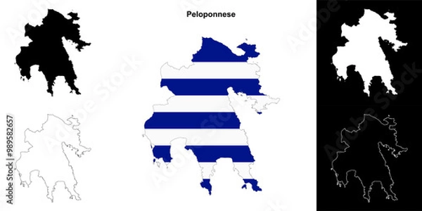 Fototapeta Peloponnese outline map