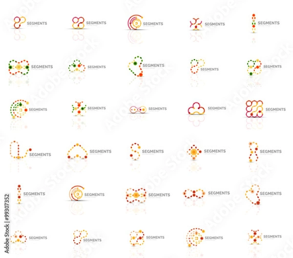 Fototapeta Set of vector linear logotypes, geometric abstract symbols, elegant icons