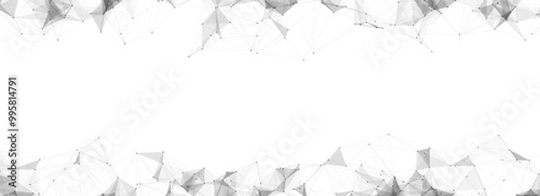 Fototapeta Technology network connection artificial intelligence. Abstract vector business design. Futuristic white grid neural networks. Motion big data on space. Virtual cyber security background.