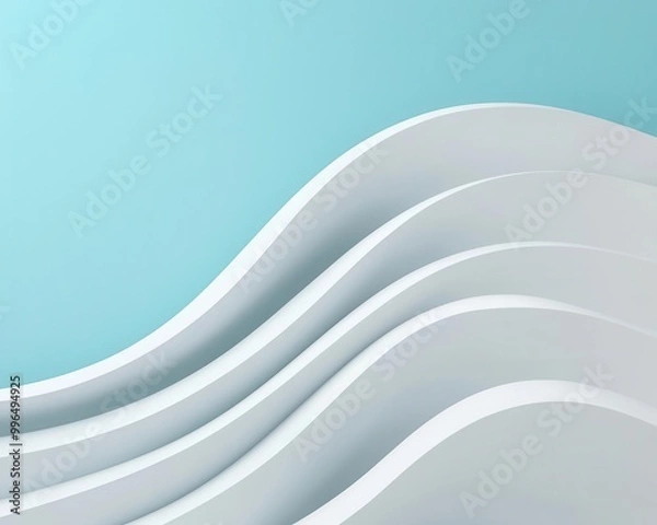 Fototapeta Wavy building mass, fluid lines, smooth white look