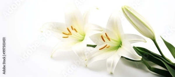 Fototapeta Elegant White Lilies on a Pristine Background