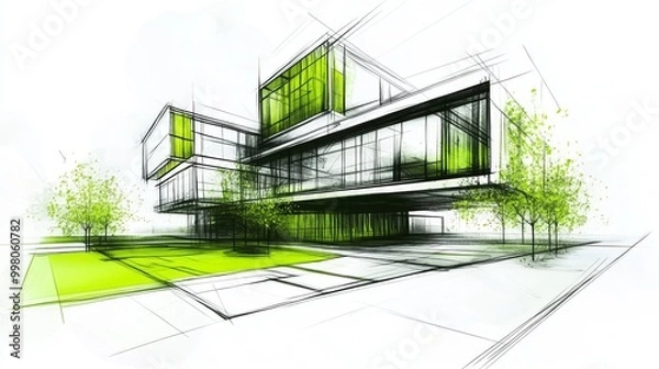 Fototapeta Visionary architecture showcasing environmental responsibility.