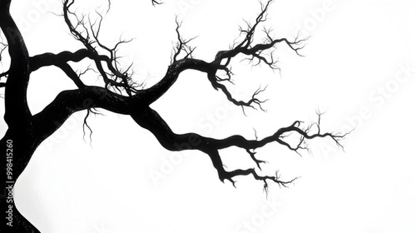 Obraz Spooky Ghostly Silhouetted Trees Against Stark White Background in Minimal Monochromatic Style