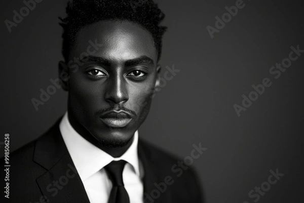 Obraz Close-up Portrait of a Black Man in a Suit and Tie