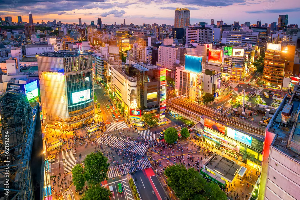 Obraz Shibuya Crossing z widoku z góry w Tokio