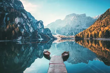 Obraz jezioro w Dolomitach, Sudtirol, Włochy