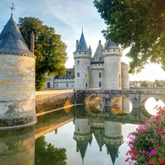 Obraz Zamek Sully-sur-Loire, średniowieczny zamek w Dolinie Loary, Francja