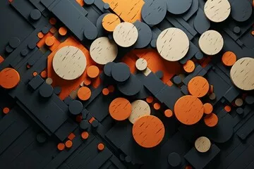 Obraz 3D Pomarańczowe i beżowe kształty geometryczne