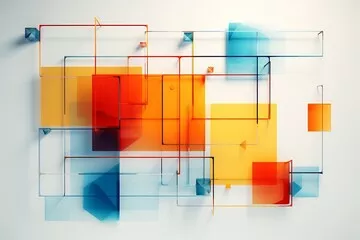Obraz Abstrakcja geometryczna w kolorze pomarańczowym i niebieskim