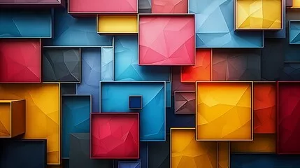 Obraz kolorowe tło z warstwowymi kwadratami i trójkątami