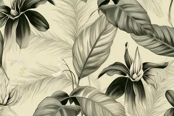 Obraz Vintage botaniczna ilustracja tropikalnych liści