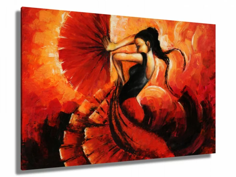 Obraz ręcznie malowany - tancerka w czerwieni - obrazek 1