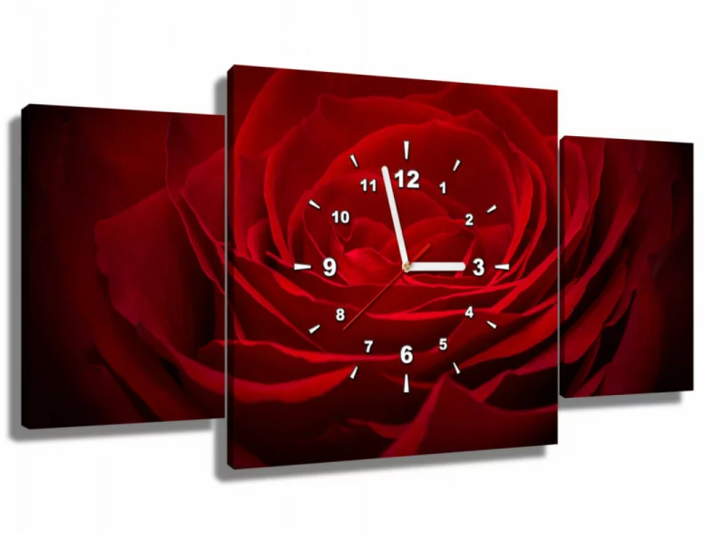 Obraz z zegarem - płatki róży - obrazek 1