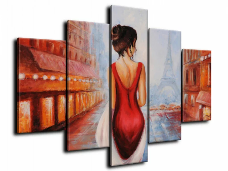 Obraz ręcznie malowany - dama w Paryżu - obrazek 1