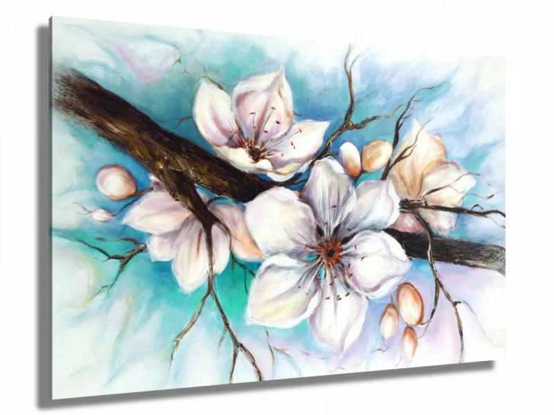 Obraz ręcznie malowany - kwiat wiśni - obrazek 1