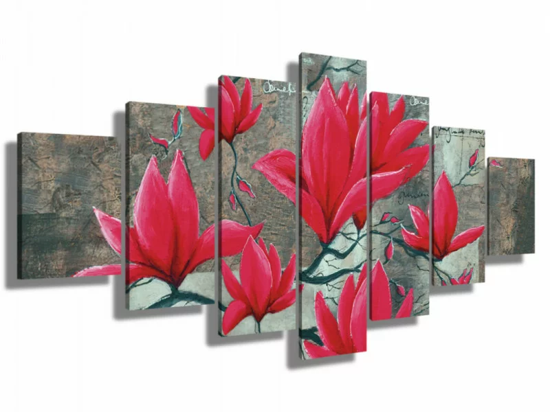 Duży obraz ręcznie malowany - magnolie w fuksji - obrazek 1