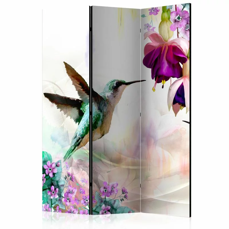 Parawan 3-częściowy - koliberek na kwiatku - obrazek 1