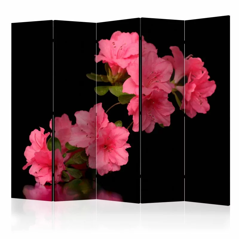 Parawan 5-częściowy - różowe kwiaty - obrazek 1
