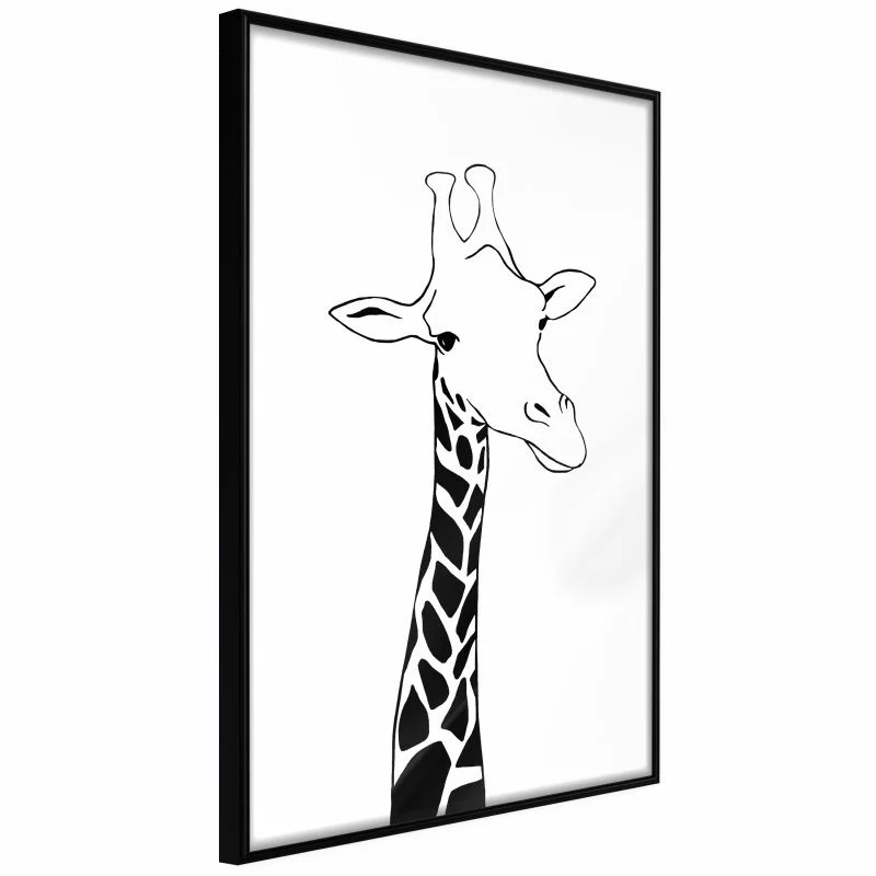 Plakat - Czarno-biała żyrafa - obrazek 1