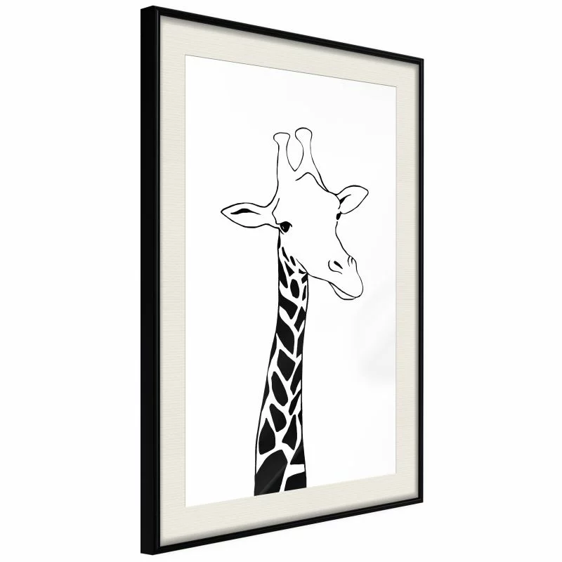 Plakat - Czarno-biała żyrafa - obrazek 1