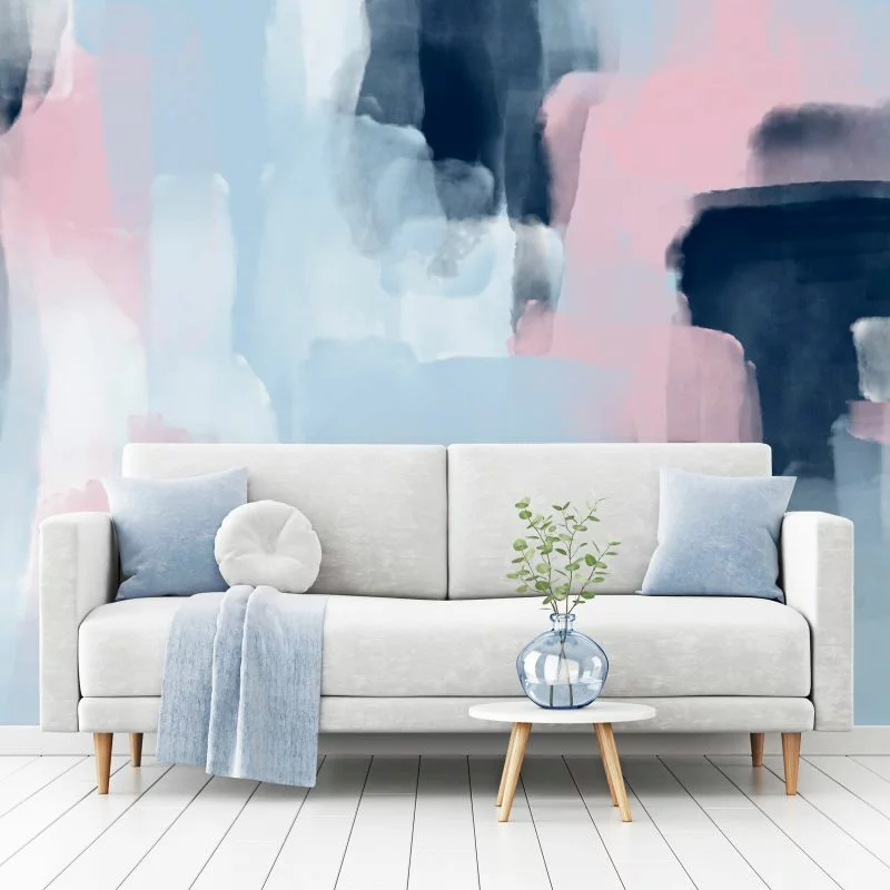Fototapeta wodoodporna - Harmonijne barwy - abstrakcja z niebieskimi i różowymi kształtami - obrazek 1