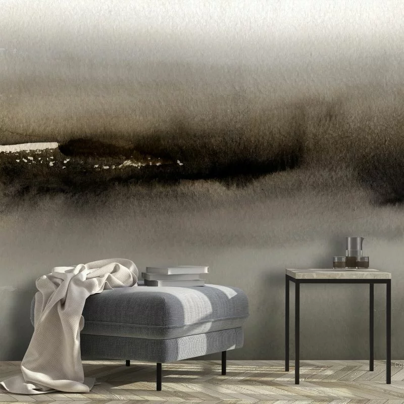 Fototapeta wodoodporna - Diuna - abstrakcyjny nowoczesny obraz w szarościach z czarnym deseniem - obrazek 1