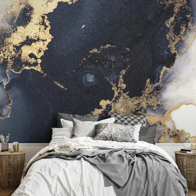 Fototapeta - Marmur i granat - abstrakcyjny teksturowany wzór inspirowany gwieździstym niebem - obrazek 1