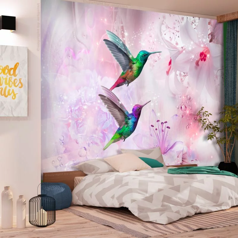 Fototapeta wodoodporna - Kolorowe kolibry (fioletowy) - obrazek 1