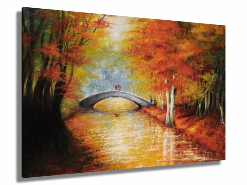 Obraz ręcznie malowany - mostek w parku - obrazek 1