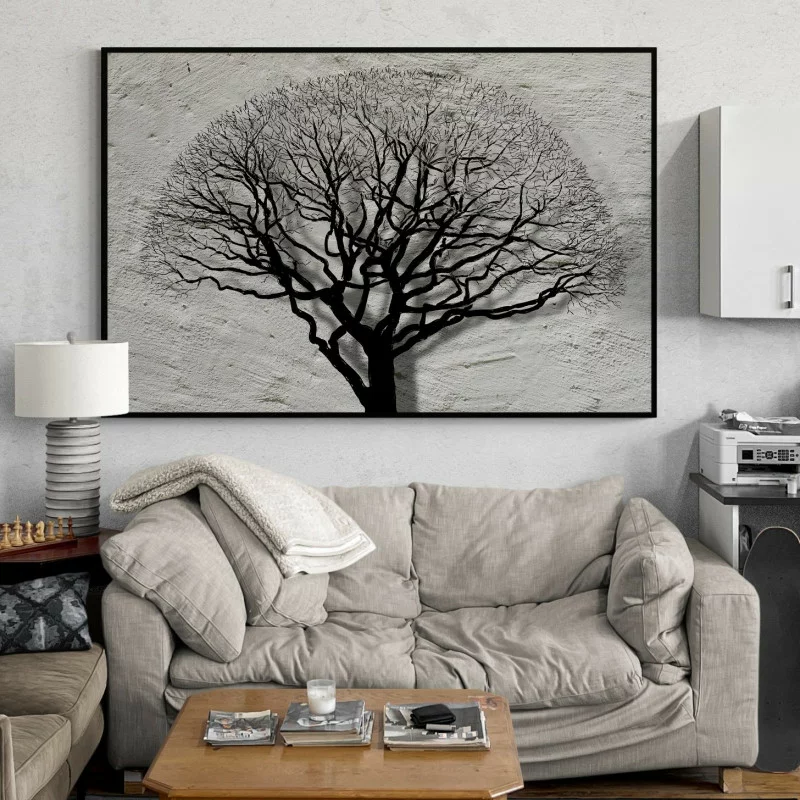 Obraz w czarnej ramie - cień drzewa - obrazek 1