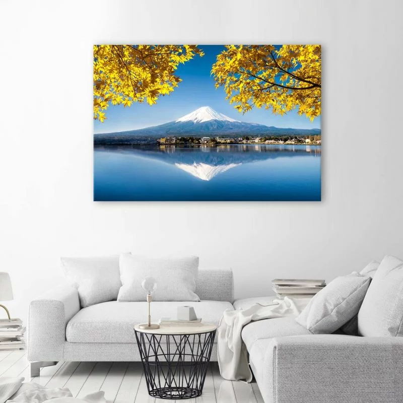 Obraz Deco Panel, Góra Fuji jezioro i żółte liście - obrazek 1