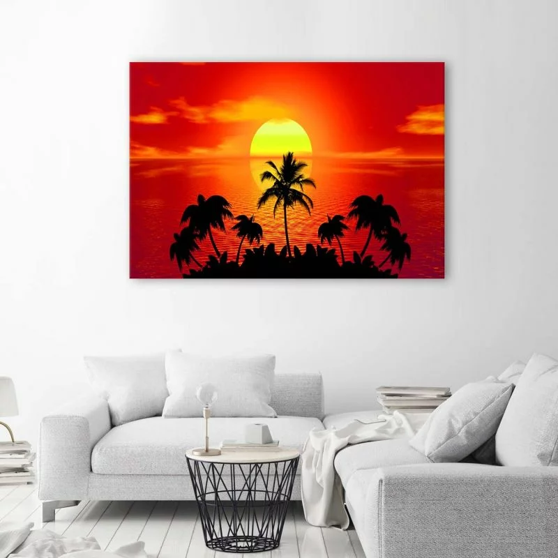 Obraz Deco Panel, Zachód słońca z palmami - obrazek 1