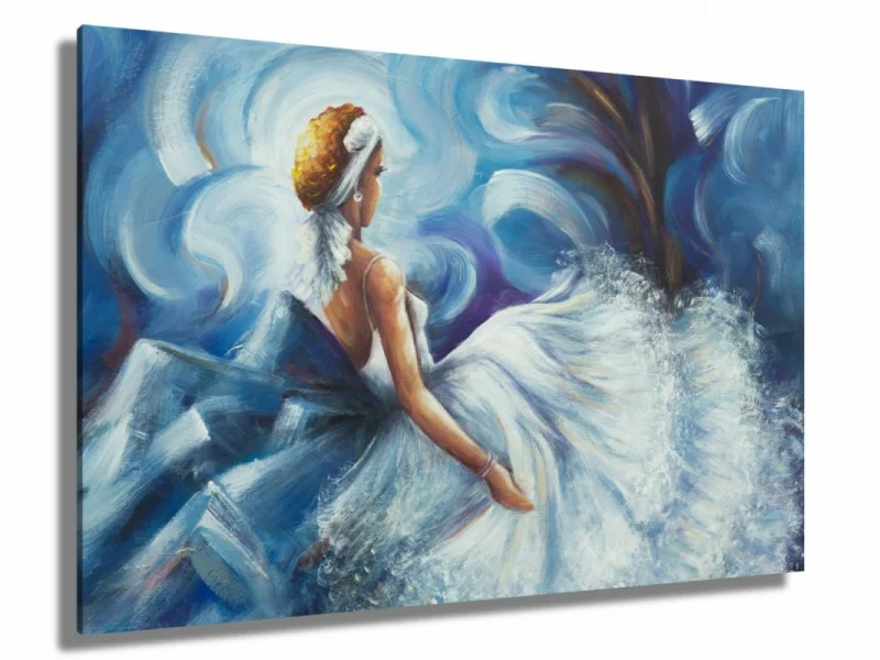 Obraz ręcznie malowany - błękitna baletnica - obrazek 1
