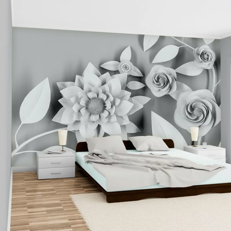 Fototapeta szare kwiaty w 3D - obrazek 1