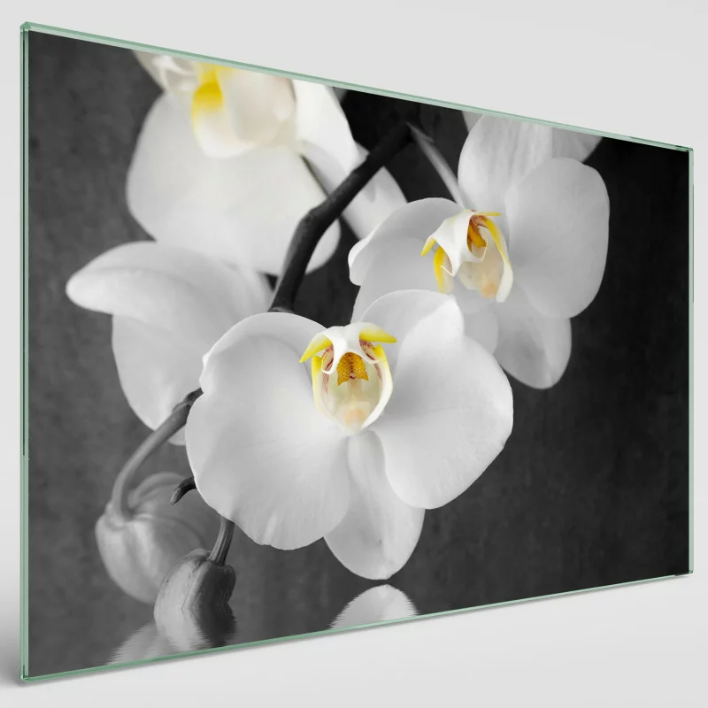 Obraz szklany do łazienki - białe orchidee - obrazek 1