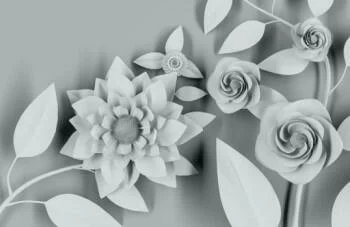 Fototapeta szare kwiaty w 3D - obrazek 2
