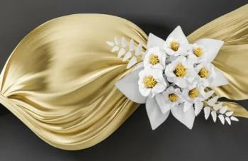 Fototapeta 3D - kwiaty owinięte złotem - obrazek 2