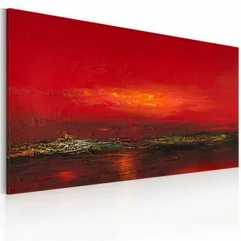 Obraz malowany - Czerwony zachód słońca nad morzem